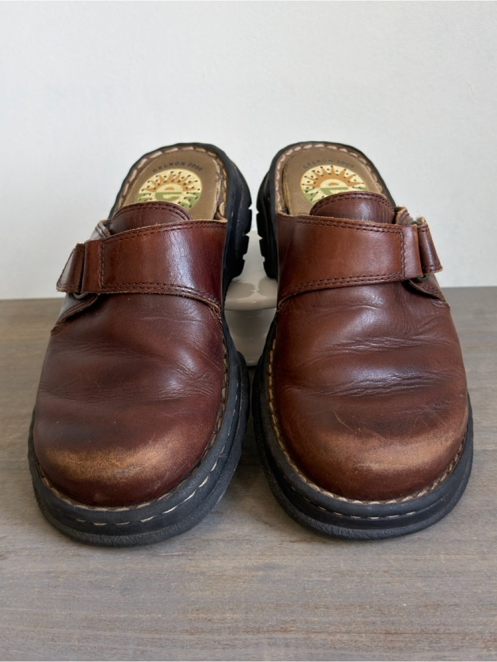 Earth Shoe Brown Leather Clog Mule Women’s Size 6.5 Magnolia Slip On Gelron 2000
